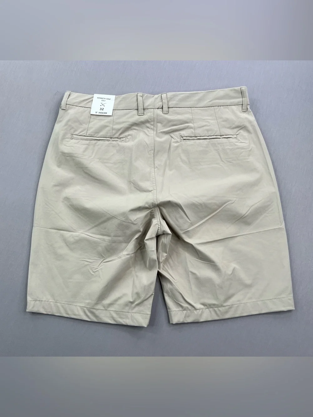 KENNETH COLE MENS KHAKI 9” TECH GOLF SHORTS